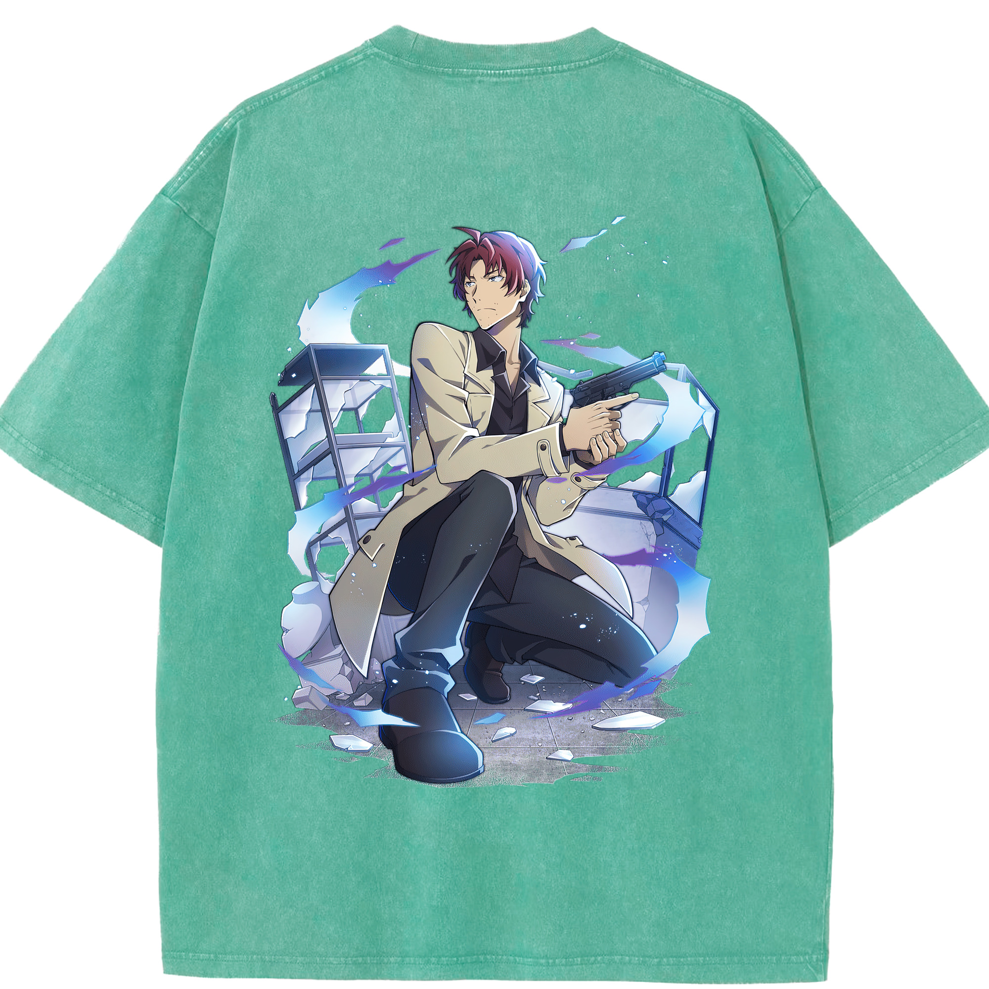 （画像用） 文豪ストレイドッグス Bungo Stray Dogs 綿100% ヴィンテージ風 半袖Tシャツ（背面プリント）